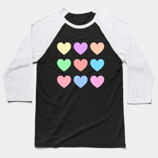 Colorful Pastel Hearts Pack Baseball T-Shirt